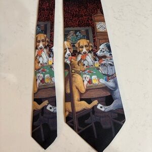 Ralph Marlin Vintage Dogs Playing Poker Men’s Tie 1994 In USA Black 58” X 3 1/2”